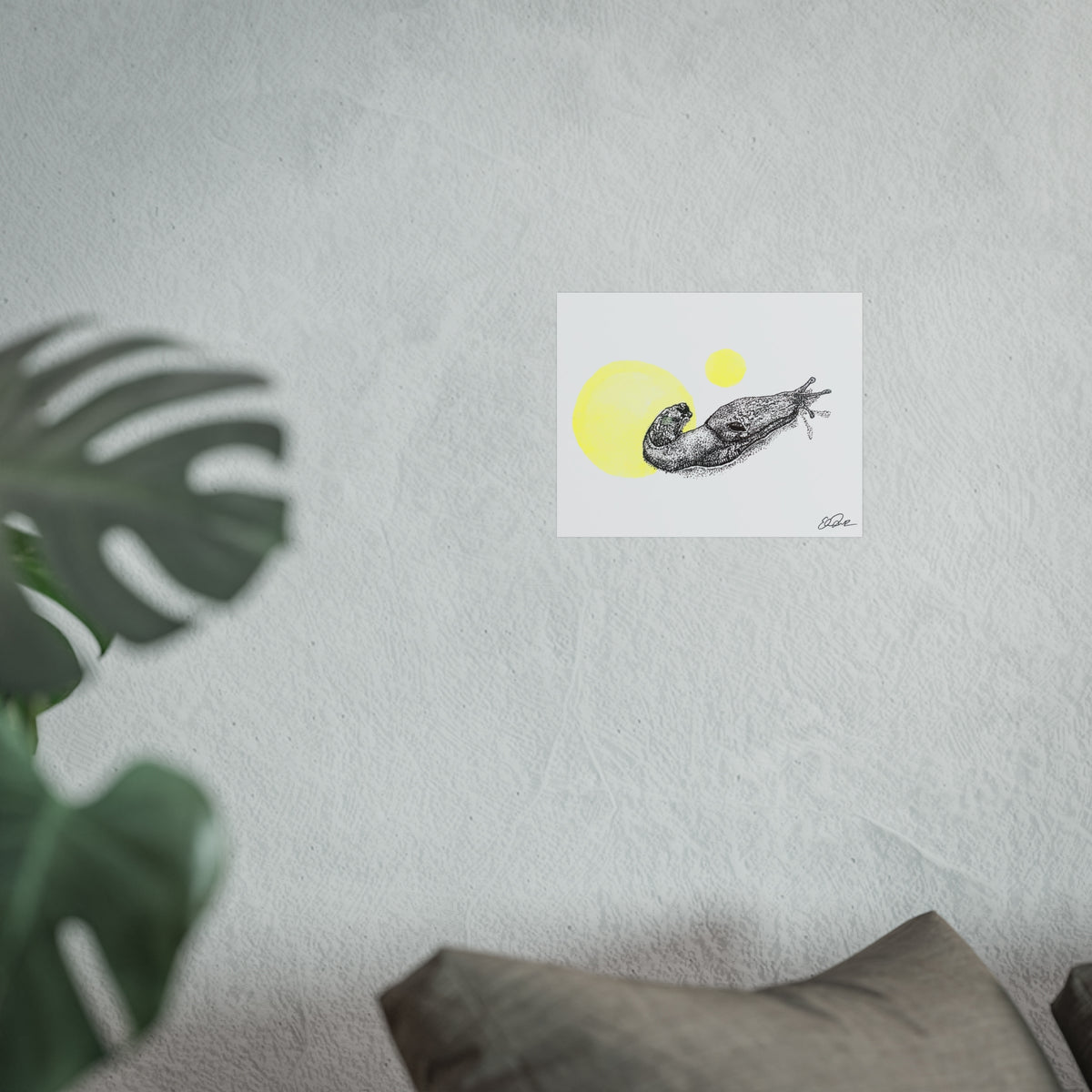 Banana Slug - Stipple/Yellow Watercolor