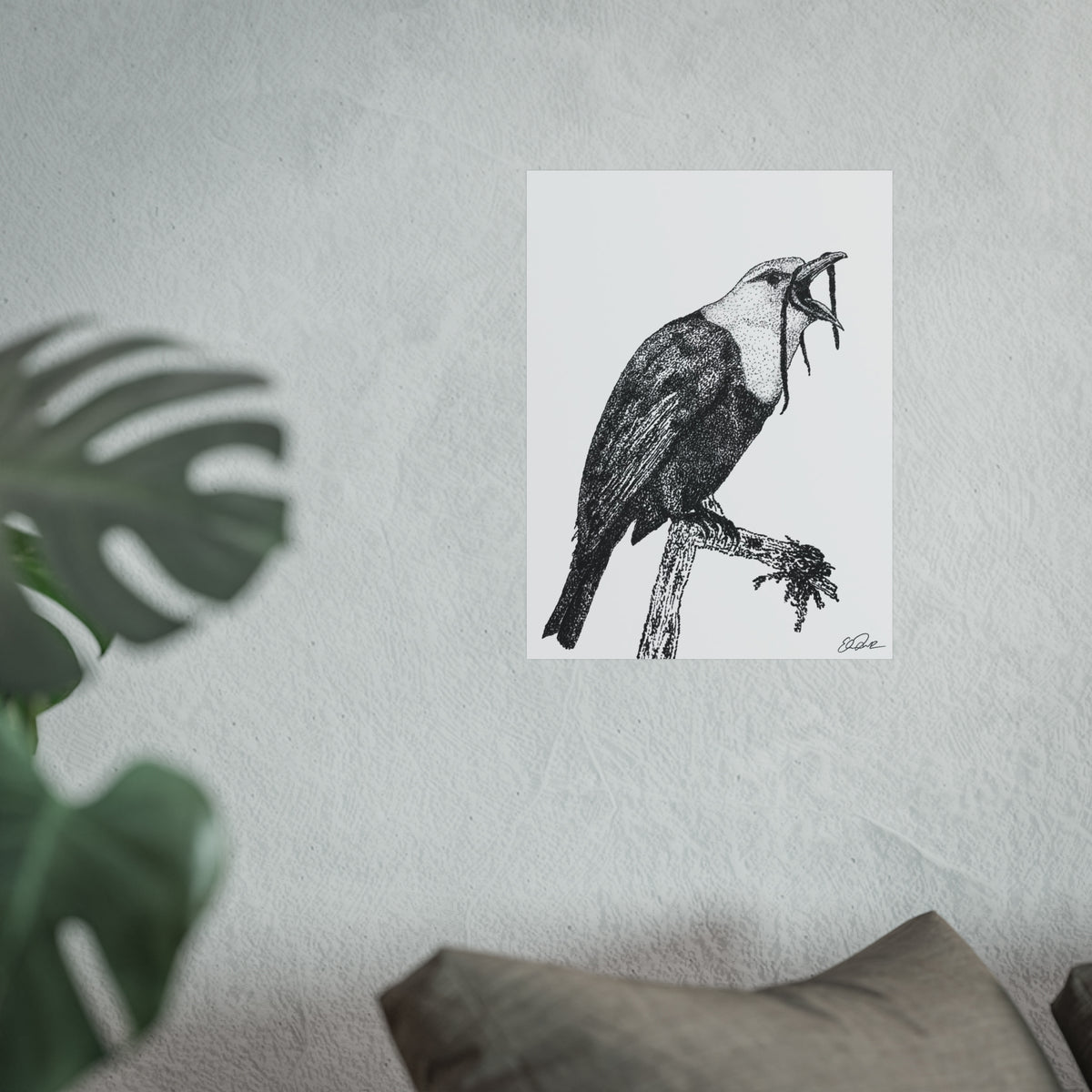 Three-wattled Bellbird Stipple