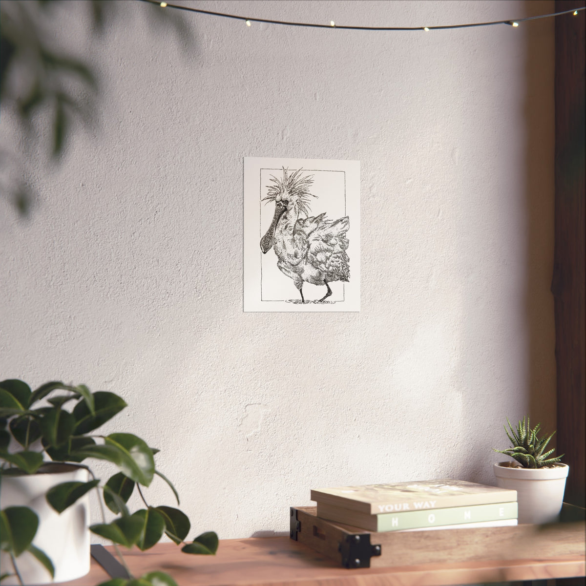Black-faced Spoonbill Stipple Print