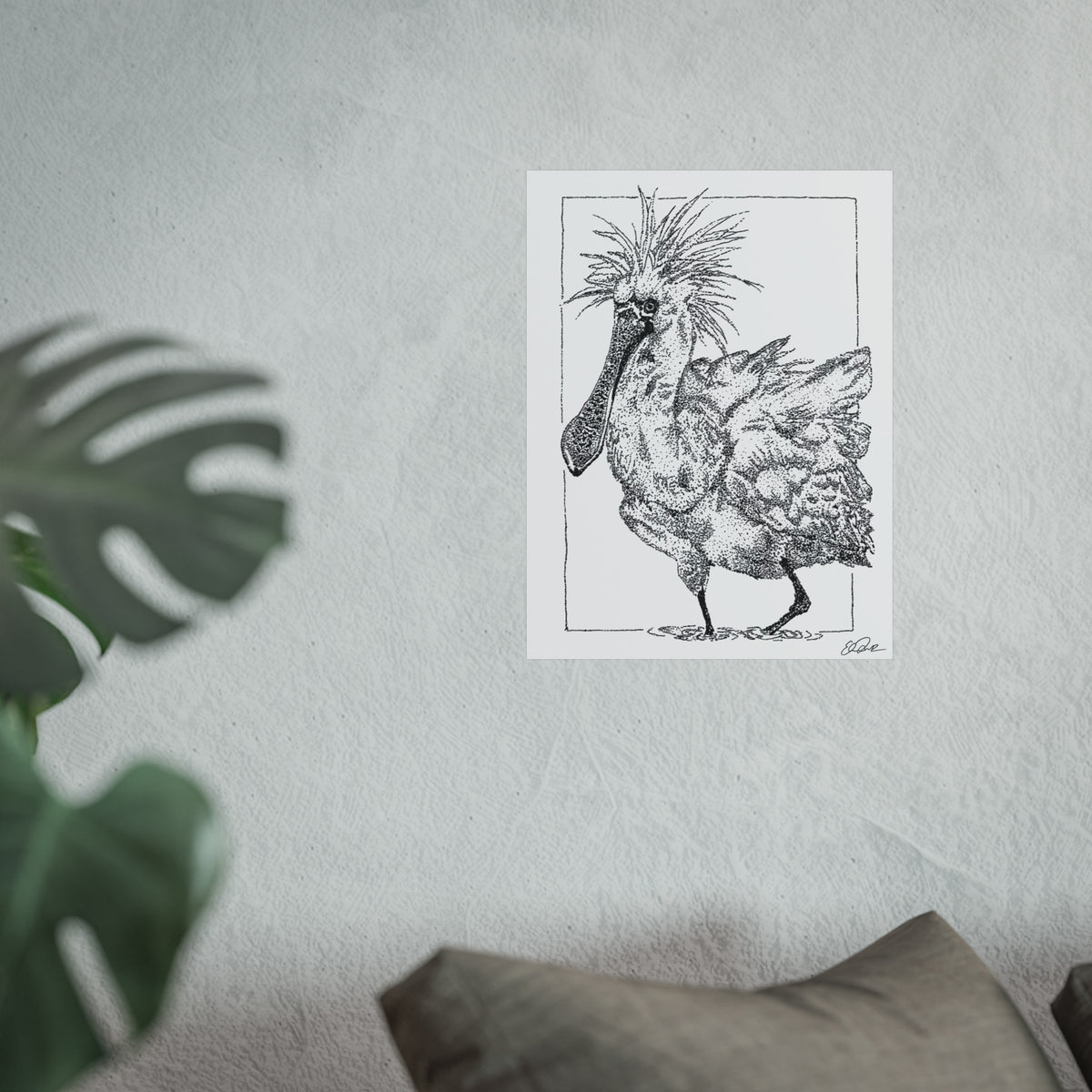 Black-faced Spoonbill Stipple Print