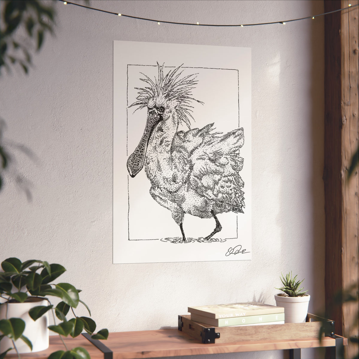 Black-faced Spoonbill Stipple Print