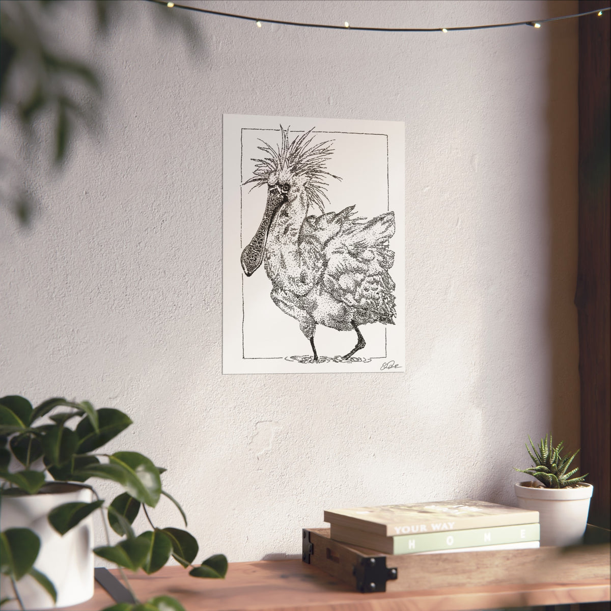 Black-faced Spoonbill Stipple Print