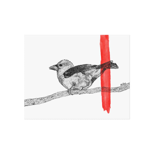 Scarlet Tanager - Stipple/Red Watercolor