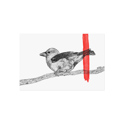 Scarlet Tanager - Stipple/Red Watercolor