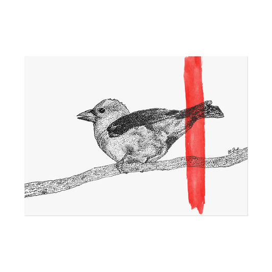 Scarlet Tanager - Stipple/Red Watercolor