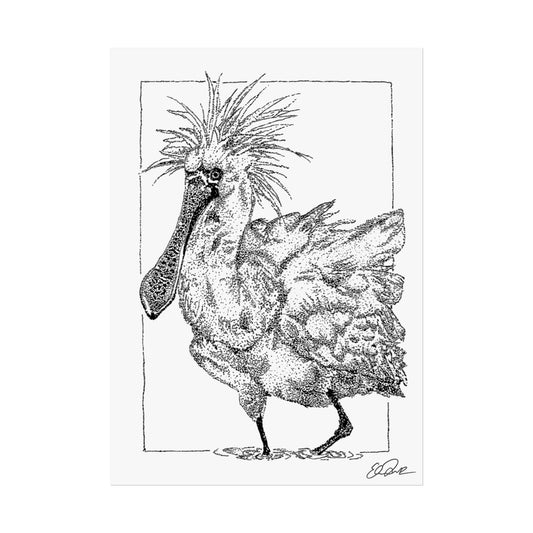 Black-faced Spoonbill Stipple Print
