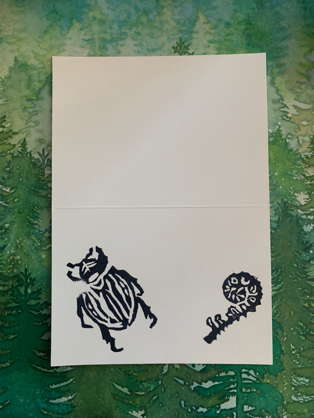 Woodland Flora/Fauna Stamped Card